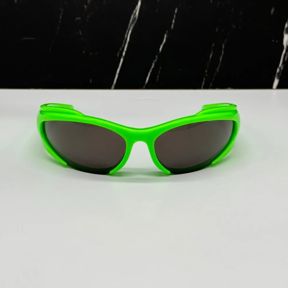 NEW BB0253S 005 BALENCIAGA GREEN GREY OVAL UNISEX BALENCIAGA SUNGLASSES